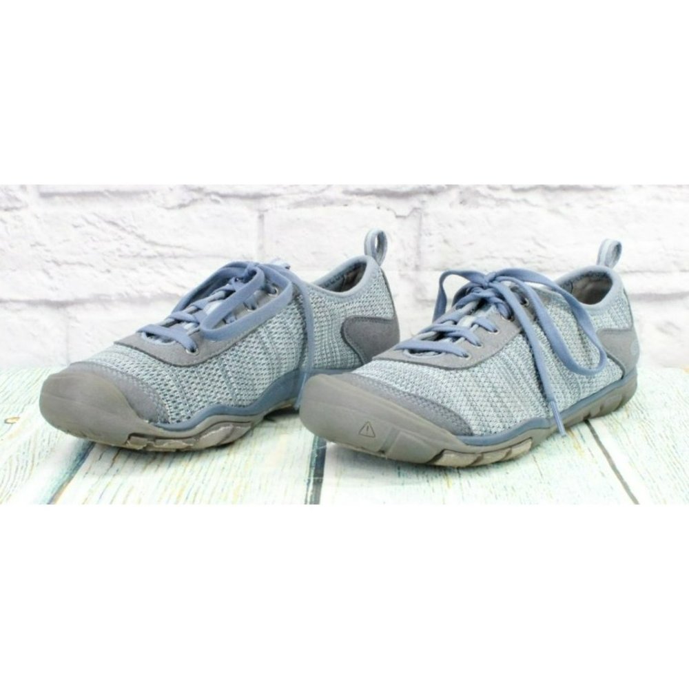 Keen Hush Knit Blue Mesh Lace Up Low Top Casual Sneakers Shoes Size 8 - Picture 2 of 9